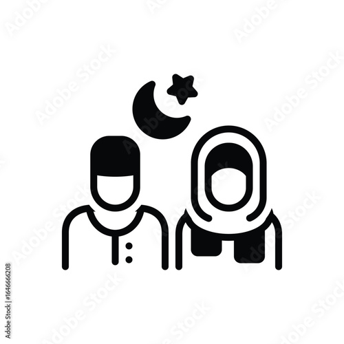 Black solid icon for muslims