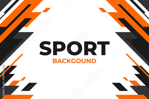 Modern Vector Dynamic Sport Background with Abstract Geometric Design in Orange, Black, and White for Poster or Banner
