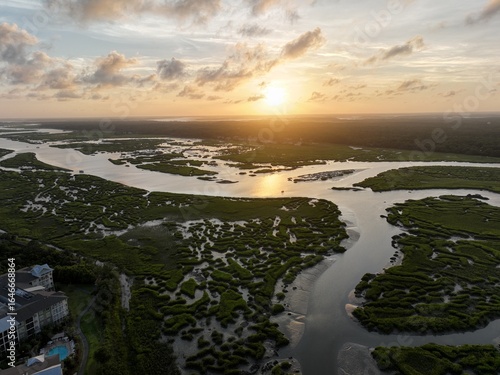sunset over the river in South Carolina