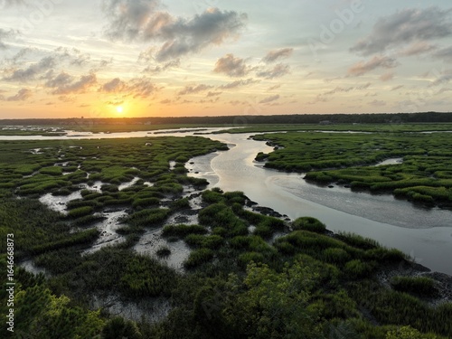 sunset over the river in South Carolina