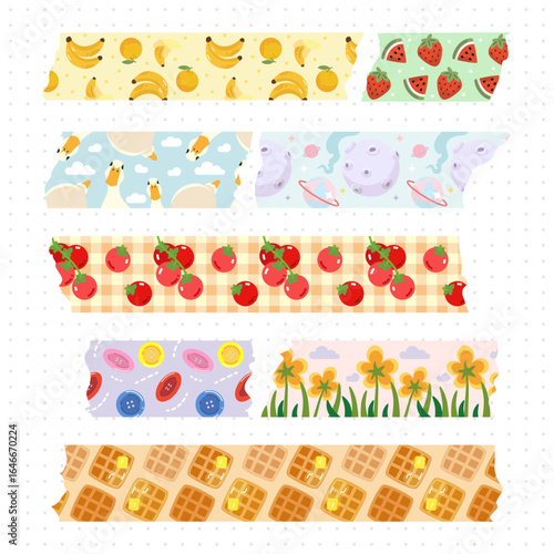 cute hand drawn doodle washi tape for decorative element