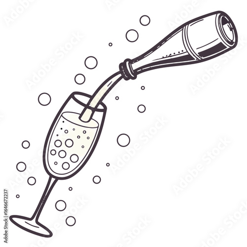 Champagne being poured into a glass with bubbles