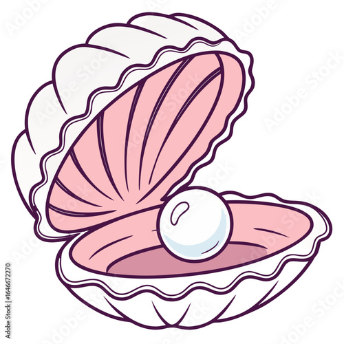 Open oyster shell revealing a lustrous pearl inside