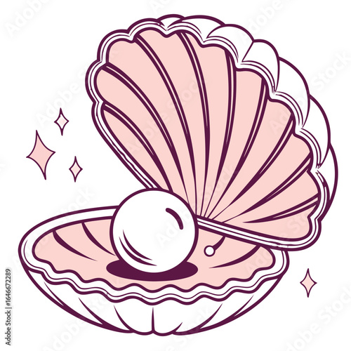 Sparkling pearl inside a delicate open oyster shell
