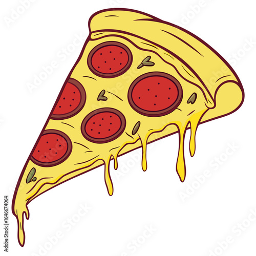 Slice of pepperoni pizza, isolated on white background