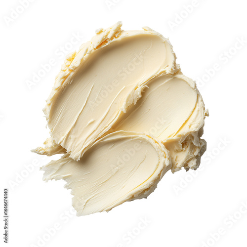 raw shea butter arranged in an elegant, minimalist way on a clean transparent background. 