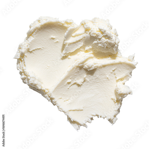 raw shea butter arranged in an elegant, minimalist way on a clean white background. The shea butter appears soft and creamy surface 