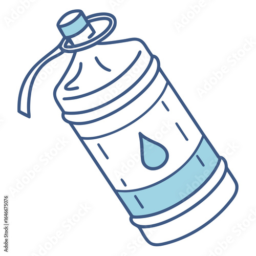 Large plastic water bottle with a blue tint and handle isolated on white background