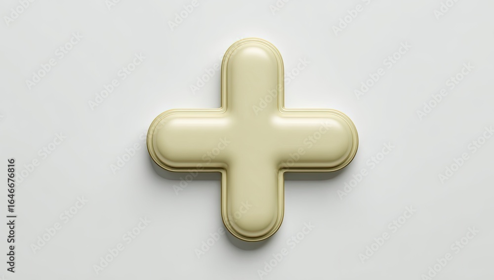 Obraz premium Cream-colored plus sign, 3D render (1)