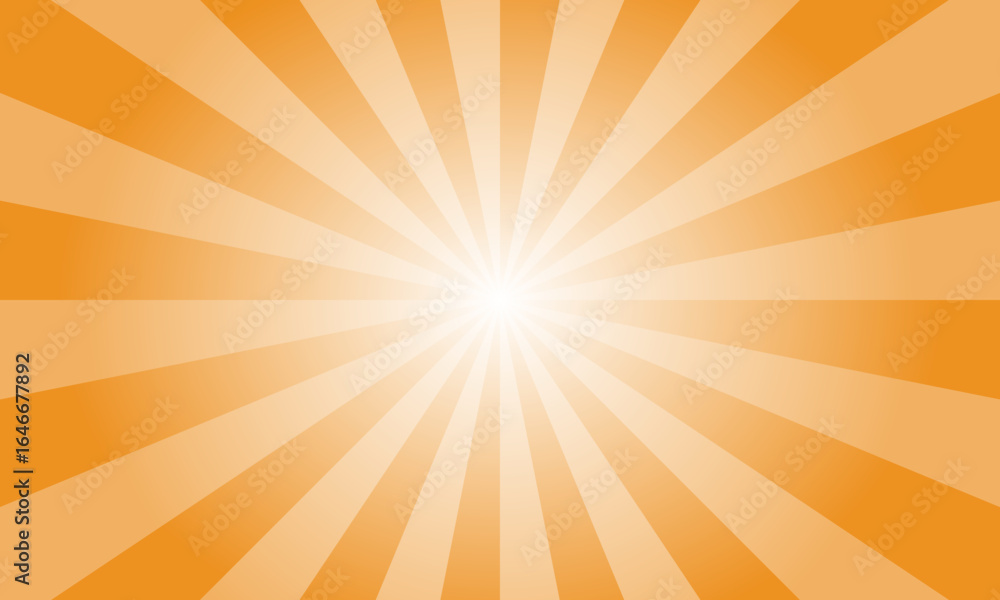 Fototapeta premium Carrot Orange Sunburst Background. Abstract Rays Texture Background. Sunburst Background with Yellow Rays. Vector Illustration.