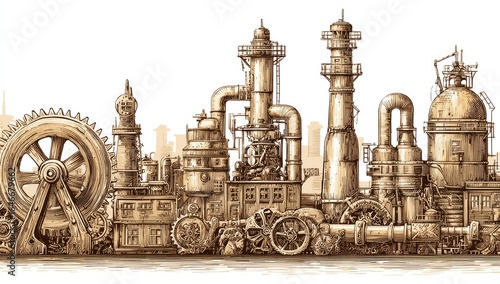Steampunk factory complex