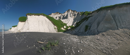 White Cliffs natural wonder on the very long black sand beach
