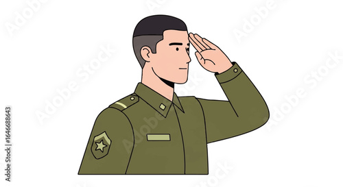 A Soldier in Uniform Salutes Respectfully, Depicting Military Service and Patriotism