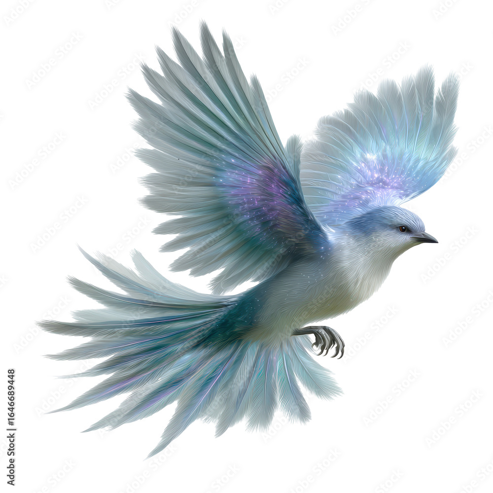 Obraz premium Hovering elemental bird isoleted on transparent background .