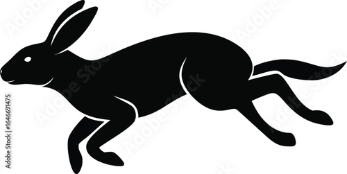 Silhouette of a rabbit running hare bunny