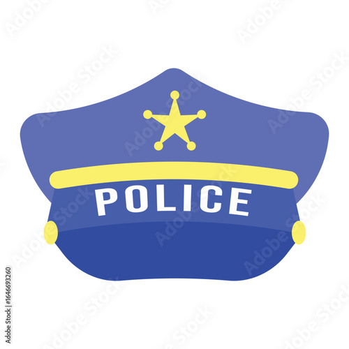 Cartoon Police Hat with Star Badge and Police Text