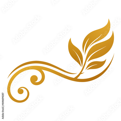 Elegant gold leaf flourish with swirls