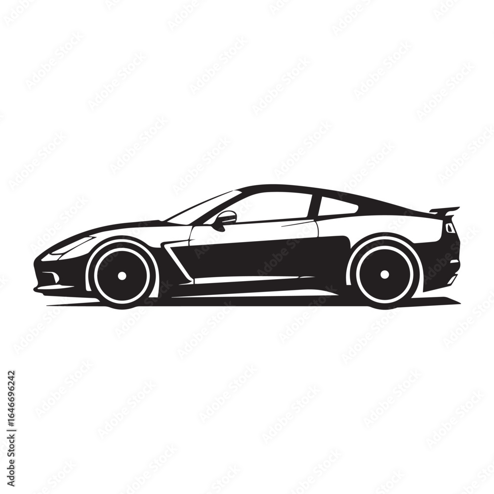 AI Generated - Vector modern sports car a bold black and white graphic illustration. AI Generated - Vector modern sports car a bold black and white graphic illustration.