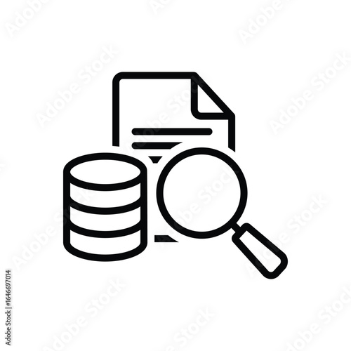 Black line icon for data retrieval
