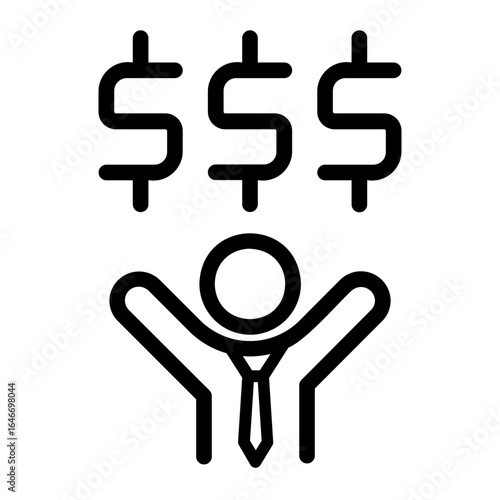 Achieving Financial Triumph A Dynamic Illustration of Business Success, Wealth Creation, and Profitability Goals Represented by a Triumphant Figure and Dollar Signs