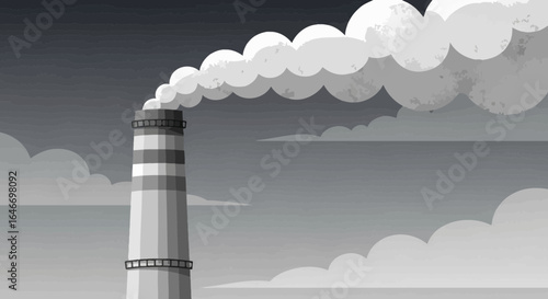 Monochromatic industrial scene illustrating pollution and environment concerns