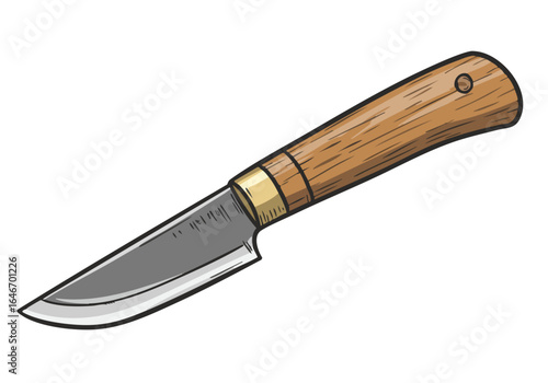 A detailed illustration of a woodworking knife with a wooden handle. Clean lines and a modern style. Perfect for design projects and marketing materials.