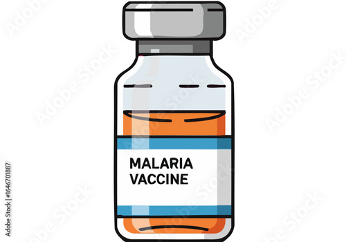 stylized vaccine bottle illustration with -Health Research Hope- text Bold modern design Vibrant red background Clean graphic style Suitable for health science and medical themes