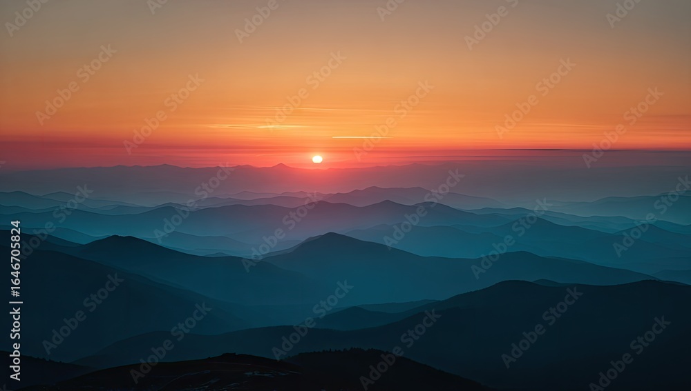 Fototapeta premium Majestic mountain range at sunrise