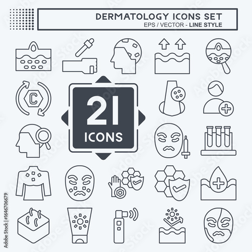 Icon Set Dermatology. related to Healty symbol. line style. design editable