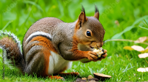 A cute squirrel eating its find