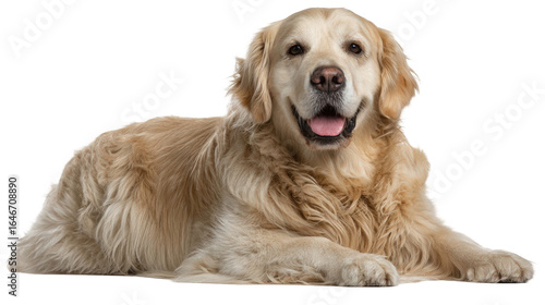 Wallpaper Mural A beautiful Golden Retriever dog with a fluffy coat lying down and looking at the camera with a happy panting expression. Torontodigital.ca