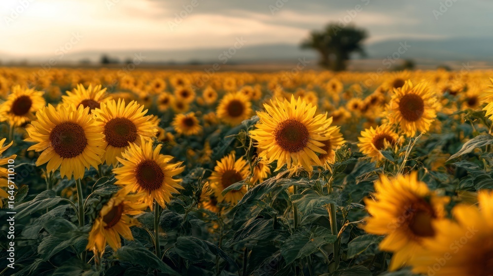 Fototapeta premium Golden hour sunflower field