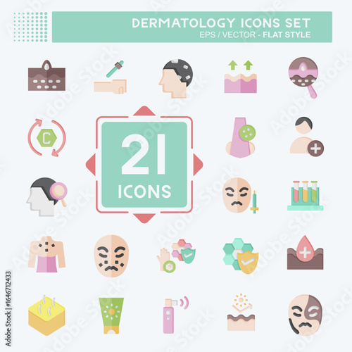 Icon Set Dermatology. related to Healty symbol. flat style. design editable