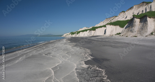 White Cliffs natural wonder on the very long black sand beach