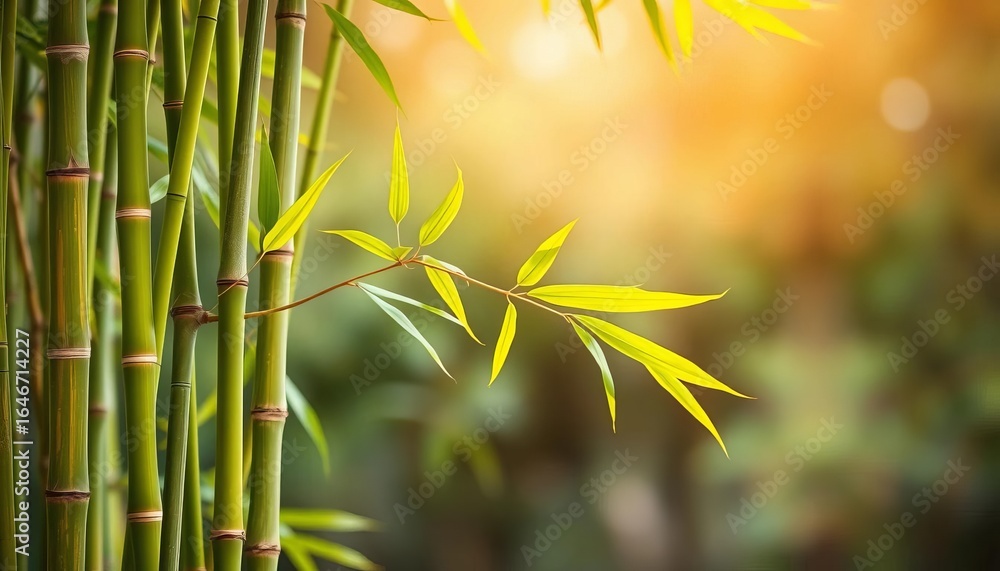 Obraz premium Vibrant green bamboo stalks, softly blurred background, green, texture