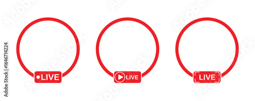 live streaming icons set, social media live broadcast symbols
