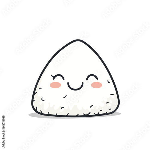 Smiling Onigiri with Blush Cheeks and Cute Cartoon Style