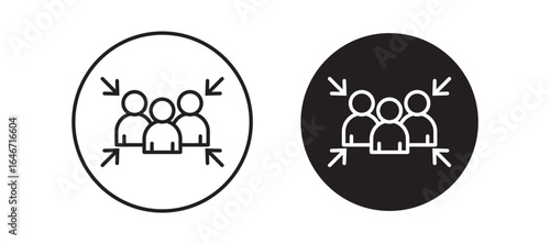 Assembly point icon concept outline symbol .evacuation assembly point sign. Assembly point icon. Safety Signs. Evacuation Plan
