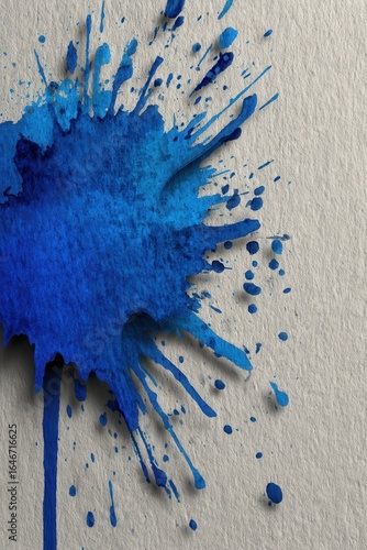 Vibrant blue paint splash art studio abstract image creative space close-up