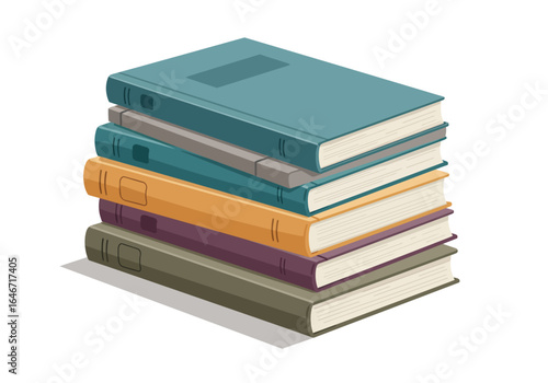 Stack of Colorful Books with Hardcovers and Paper Pages
