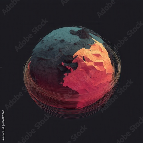 Geometric earth illustration digital art abstract environment modern view