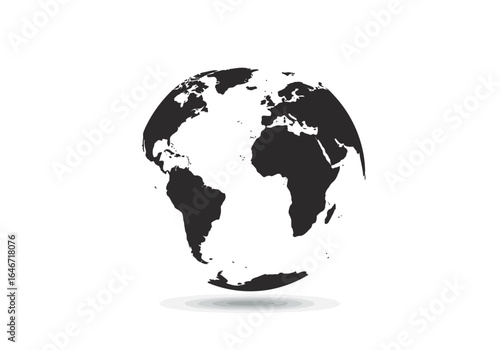 Silhouette of Earth Globe with Continents
