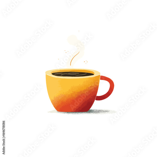 Steaming Coffee in a Textured YellowtoRed Gradient Mug with a Red Handle