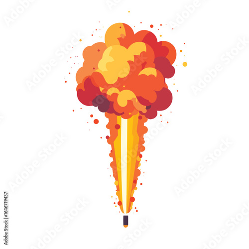 Stylized Explosion with Fiery Orange and Red Hues Rising Upward
