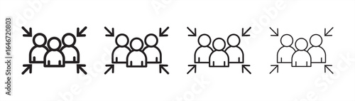 Assembly point icon concept outline symbol .evacuation assembly point sign. Assembly point icon. Safety Signs. Evacuation Plan
