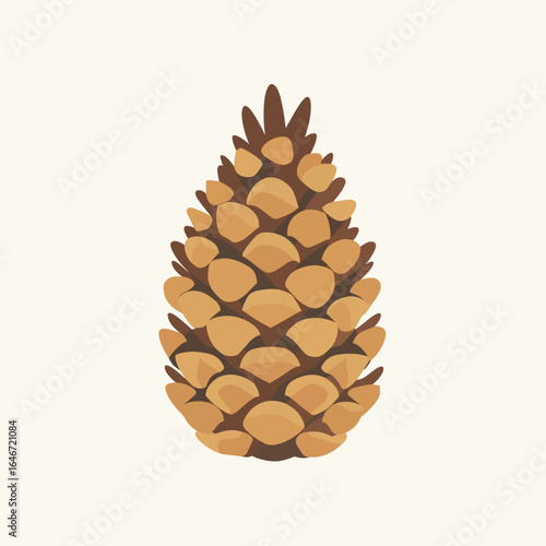 Stylized pinecone with symmetrical scales and brown bracts a natural design