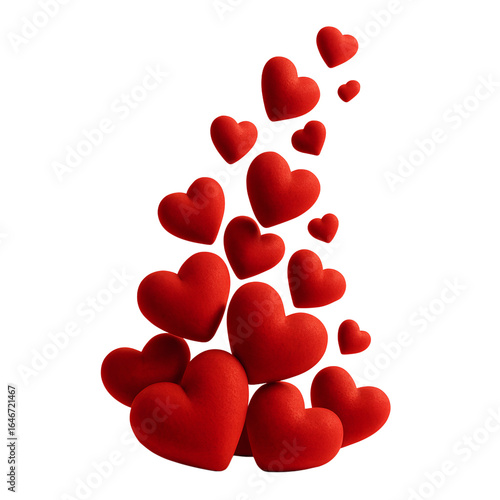 A stream of floating red hearts for love