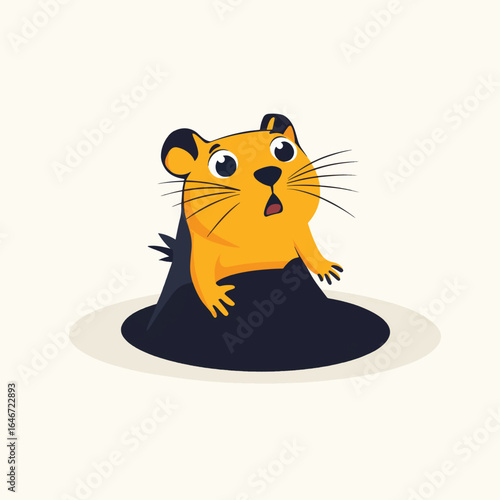 Surprised Groundhog Emerging From Its Burrow WideEyed and Curious