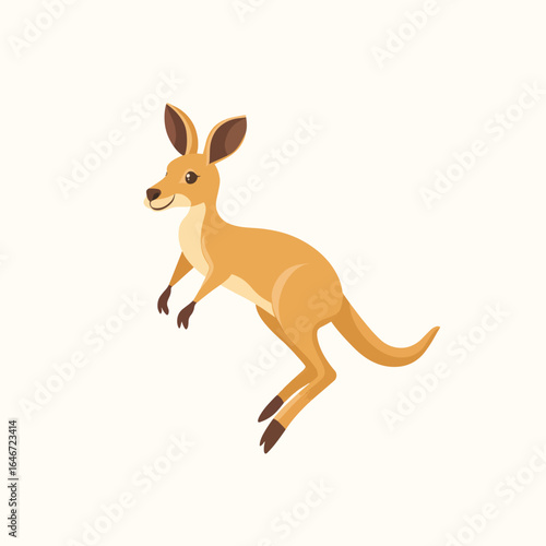 Upbeat Cartoon Kangaroo in MidAir with Detailed Fur and Expression