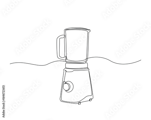 kitchen electric juicer outline drawing illustration. one continuous line drawing of juice maker or blender.